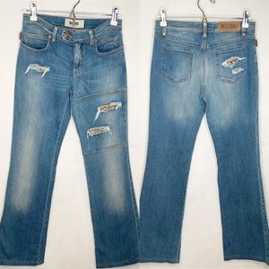 Moschino Flare Distressed Jeans with Sequin Detail